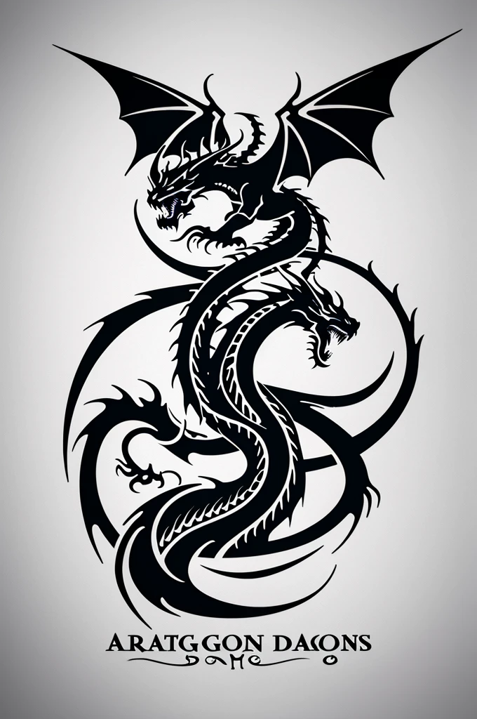 Logo for a tattoo shop with simple dragon designs 