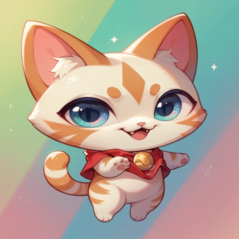 A cute cat with big shiny eyes in 3D chibi style with a background of a Dubai tower, the cat must be dressed in a soccer jersey of the Ecuador national team