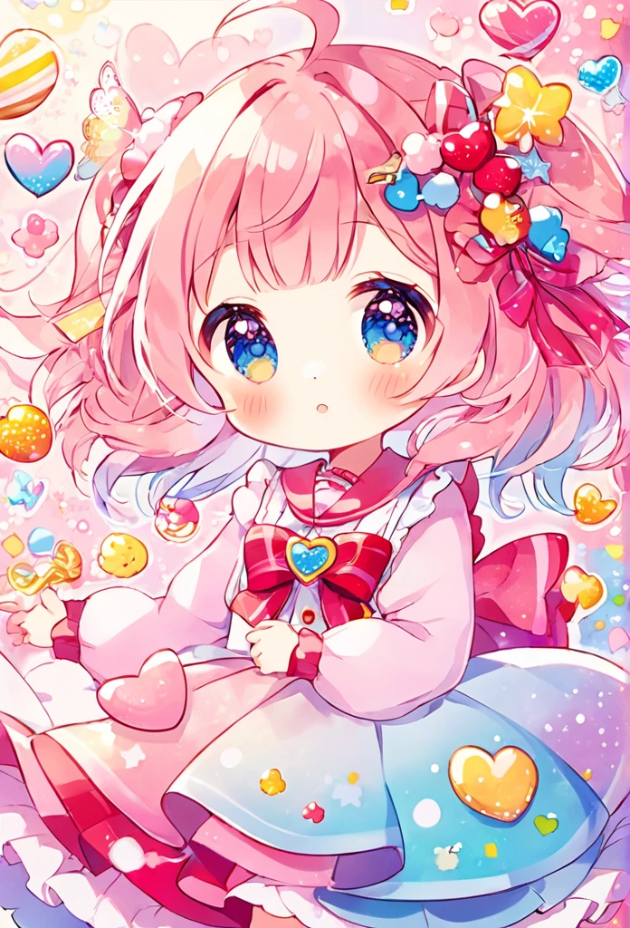One girl,Cute girl，China  Colorful dreamy，from the front，かわいいアメーバ