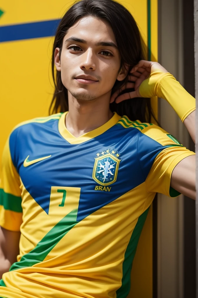 Image of a person wearing a Brazil shirt