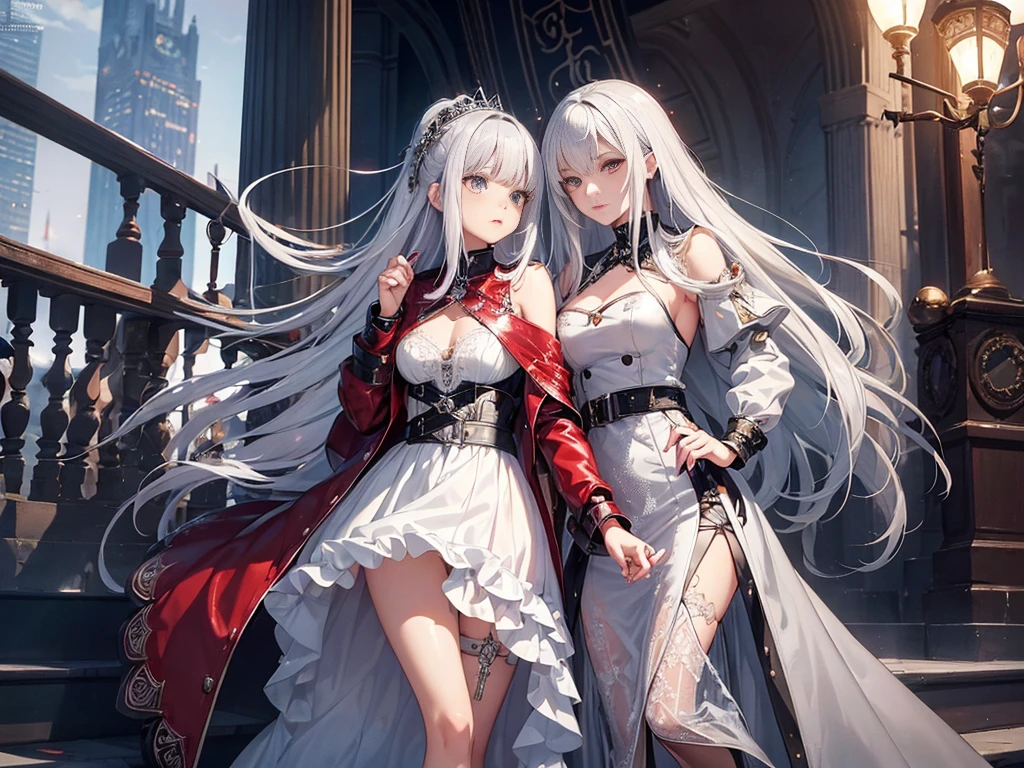 Best quality at best, tmasterpiece, White hair, eBlue eyes, nakeness,huge tit ,Anime girls, --auto