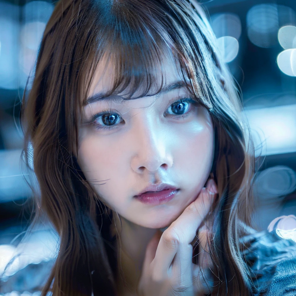 a delicate blue-eyed girl, embarrassed, blushing, 1girl, beautiful detailed eyes, beautiful detailed lips, extremely detailed eyes and face, long eyelashes, shy expression, soft lighting, pastel colors, cinematic lighting, realistic, photorealistic, 8k, highres, best quality, masterpiece