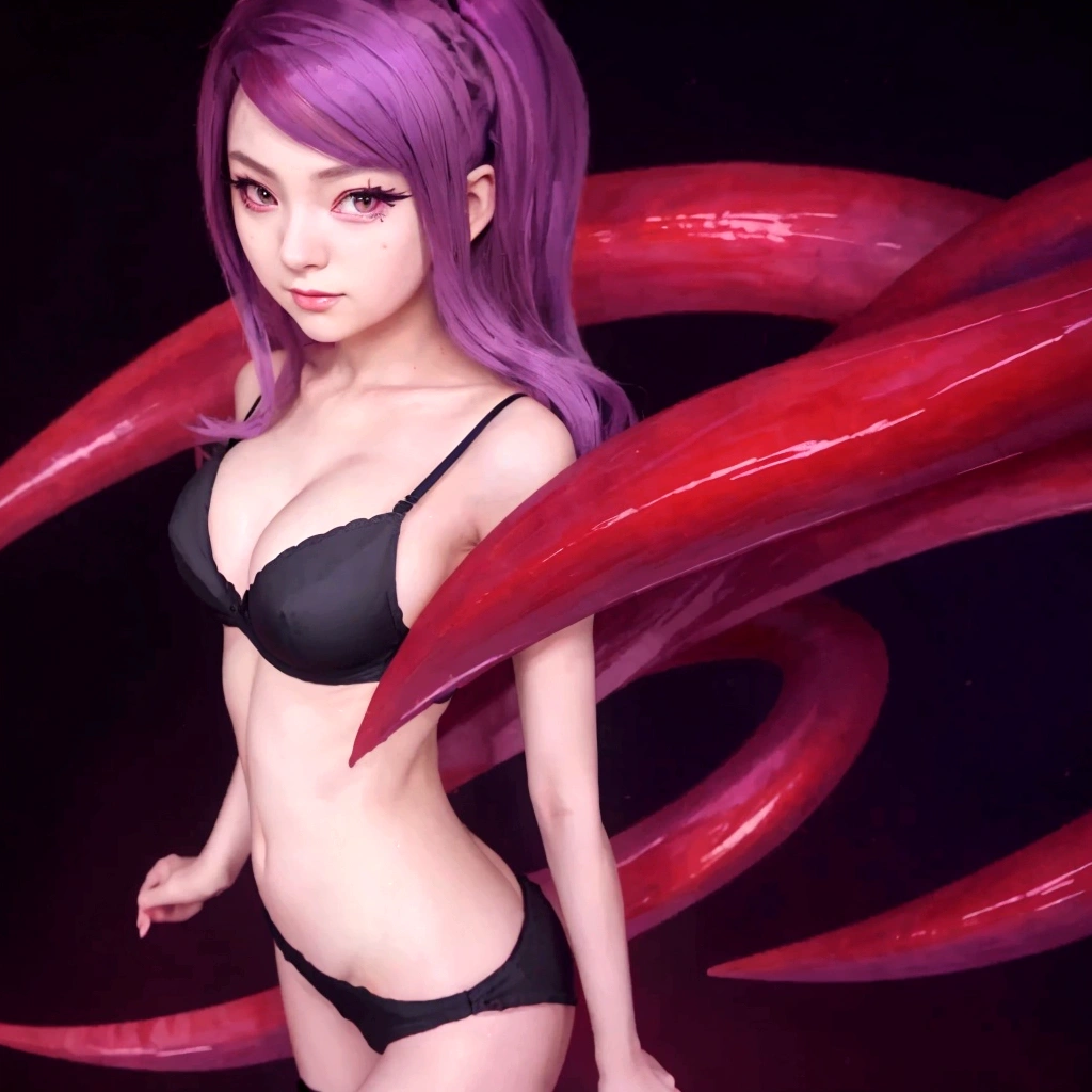 anime girl with purple hair and black bra top posing in a black bikini, demon anime girl, seductive anime girl, anime monster girl, anime styled digital art, digital anime art, demon girl, advanced digital anime art ”, advanced anime digital art, deviantart artstation cgscosiety, advanced digital anime art, digital anime illustration, anime artstyle, anime digital art