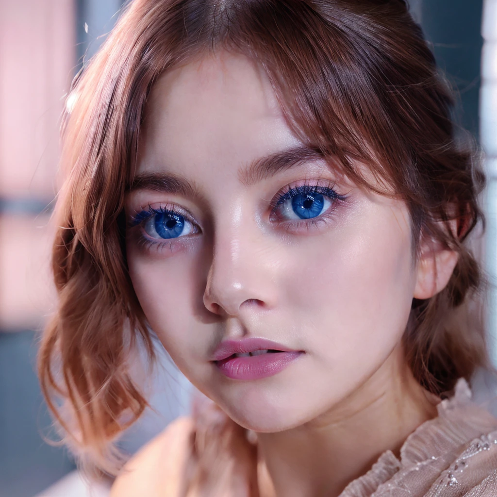 a delicate blue-eyed girl, embarrassed, blushing, 1girl, beautiful detailed eyes, beautiful detailed lips, extremely detailed eyes and face, long eyelashes, shy expression, soft lighting, pastel colors, cinematic lighting, realistic, photorealistic, 8k, highres, best quality, masterpiece