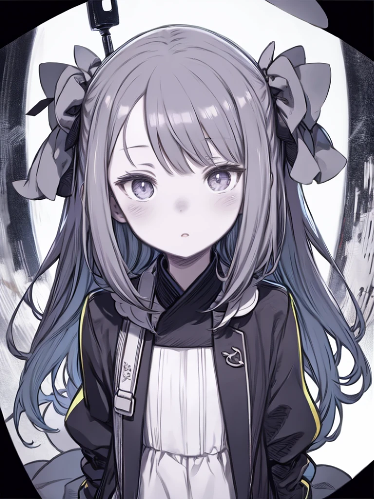 One Girl、Upper Body、Confused eyes、jitome、Focus on the face、Fisheye Lens、Flat Color、