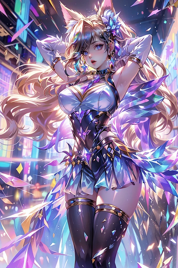 (RAW photo, Best quality), (Realistic, photo-realistic:1.2), 1girll, High quality, (highdetailskin:1.4), Gongsun Li,(Yellow hair),ultra gigantic ,The areola is exposed,Woman in bikini in office,did not wear panties,Bunny ears, Full body photo,Realistic eyes, detailed shadow,Detailed lighting,(detailed hairs, photo-realistic hair, Realistic lighting, realistic shaded, realistic dress), Realistic skin, Realistic reflection of light from above,Style Artgerm, ahri, Onmyoji detailed art, Extremely detailed Artgerm, onmyoji, Irelia, Artgerm style, Artgerm Plat, style league of legends, art-style, Splash Art, trending artgerm, from league of legends
