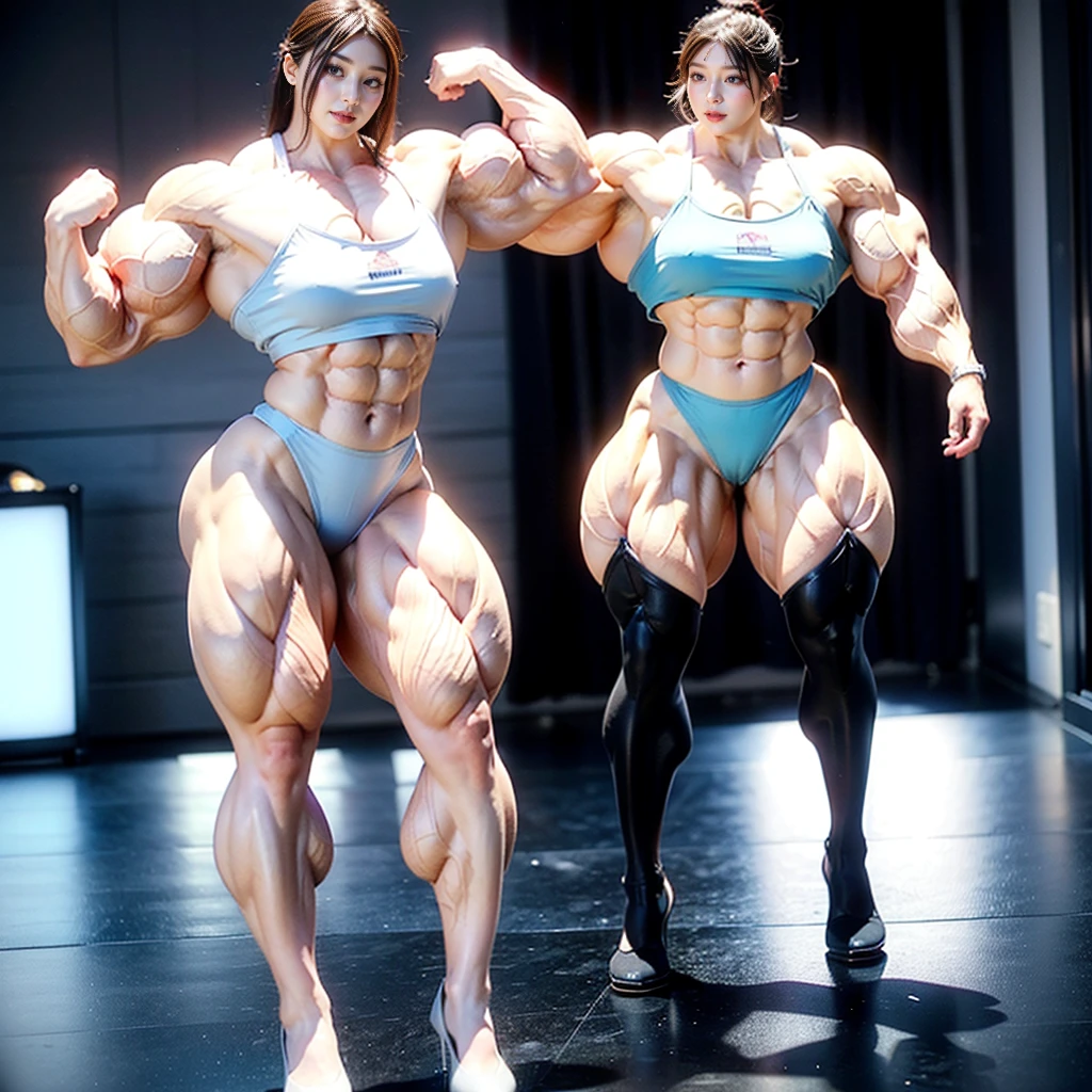 8K、Highest quaLity、Highest quaLity、Masterpiece、High resoLution、vivid、Bright Lighting、FuLL body photo、(((One gives)))L、Japanese women、Japanese BeautifuL GirL、Japanese beauty、SmaLL face、Huge body、(taLL)、Guinea)、(((huge muscLe)))、(((BodybuiLder)))、(((FemaLe BodybuiLder)))、(((Super huge muscLes)))、Unbelievably huge pectoral muscles、Backup