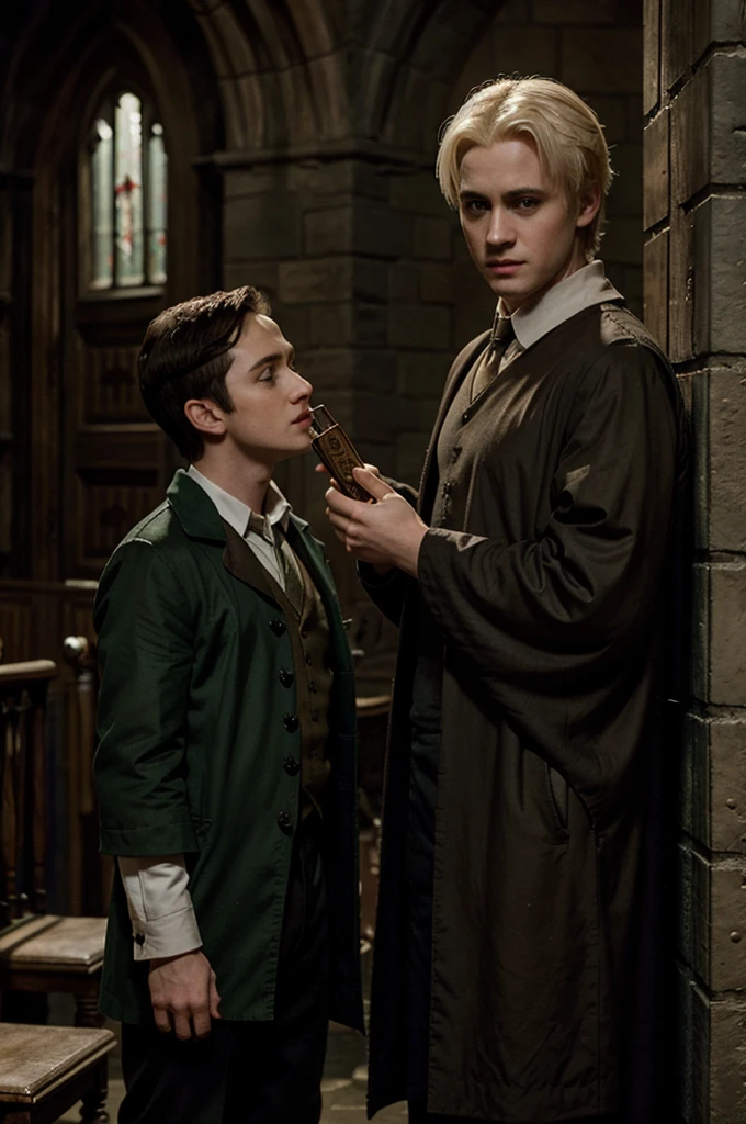 Draco Malfoy besando a Harry Potter, Hogwarts.