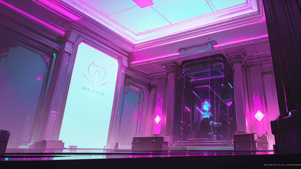 a pearlescent rectangular room,dimly lit neon cyberpunk room,pearlescent neon cyberpunk aesthetic room,highly detailed pearlescent rectangular room in cyberpunk neon style,pearlescent rectangular room with glowing neon lights,intricate pearlescent cyberpunk room with neon accents,detailed pearlescent rectangular dimly lit neon cyberpunk interior,pearlescent rectangular room bathed in neon cyberpunk lighting,stunning pearlescent cyberpunk room with neon accents,exquisitely detailed pearlescent rectangular neon cyberpunk interior