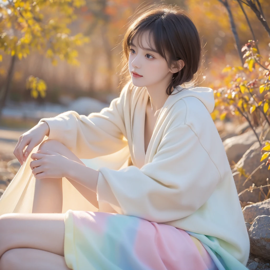 (8K, Highest quality, masterpiece:1.2),(Highest quality:1.0), (Ultra-high sharpness:1.0), watercolor, Beautiful woman, Agnes Cecil, broken, Very bright and light design, pastel colour, (ink:1.3), Autumn Light,