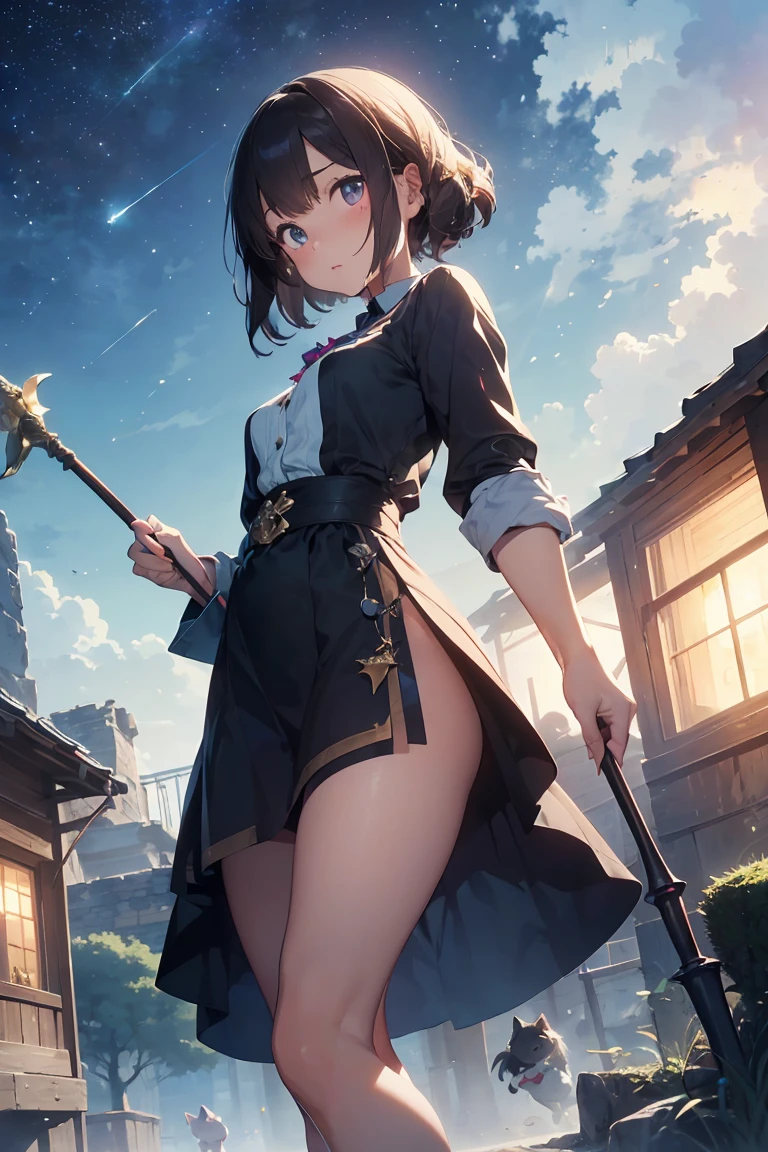 masterpiece,Highest quality,Super detailed,Highly detailed CG,High resolution,Highly detailed skin,Perfect Anatomy,Trick him?Fantastic details,Cowboy Shot,Purple eyes,lipstick,eyeliner,eye shadow,thin,Shiny skin,Medium chest,Bobcut,Silver Hair,Shiny Hair、(of Legends, Mythical Glowing Staff:1.6),(棒の先端はかわいい猫のFoot shapeをしています:1.6),(Look out for the cat-shaped stick:1.6),(Battle at the Demon Castle:1.5),The handle of the cane is smooth and fits comfortably in your hand..、There is a cat at the end of the road'Foot shape.。The paw pads are covered with a soft texture..、Feels warm to the touch。At the tip of the stick、It is decorated like a cat'nails.、The glow gives off a mysterious light。
The whole staff、Carved with ancient writings and magical symbols.、The design is mysterious and beautiful.。The stick is strong.、at the same time, Gives a sense of elegant energy.。Not only does it give its owner strength and protection,,、It exists as a source of wisdom and courage..。