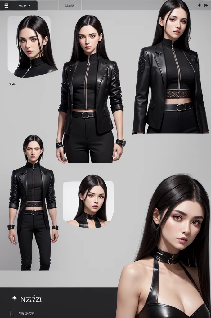 Create an avatar with the characteristics Male Characters 1.80 tall Brunette Black hair Naziz a little big And with black clothes
