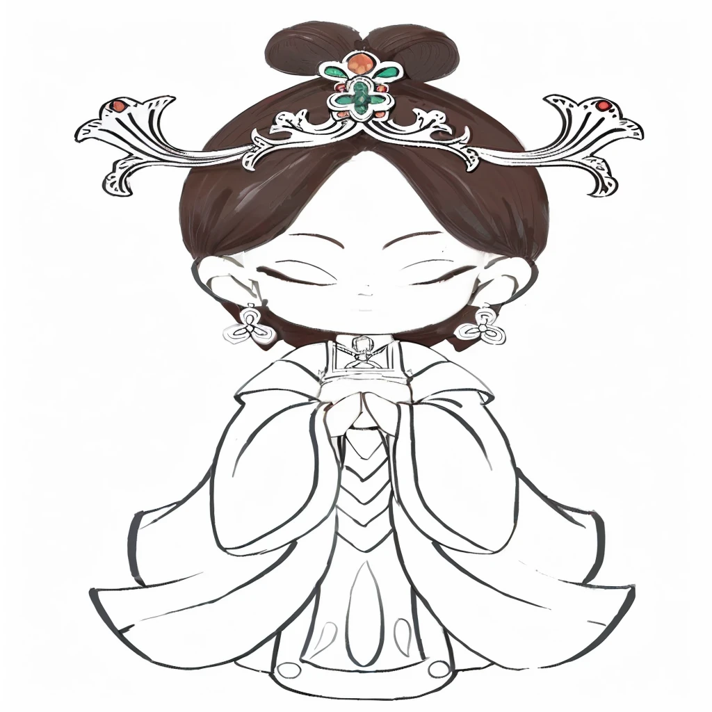 A woman in a Chinese dress、Wearing a red dress，Hair is black，Chinese hair accessories，Fairy