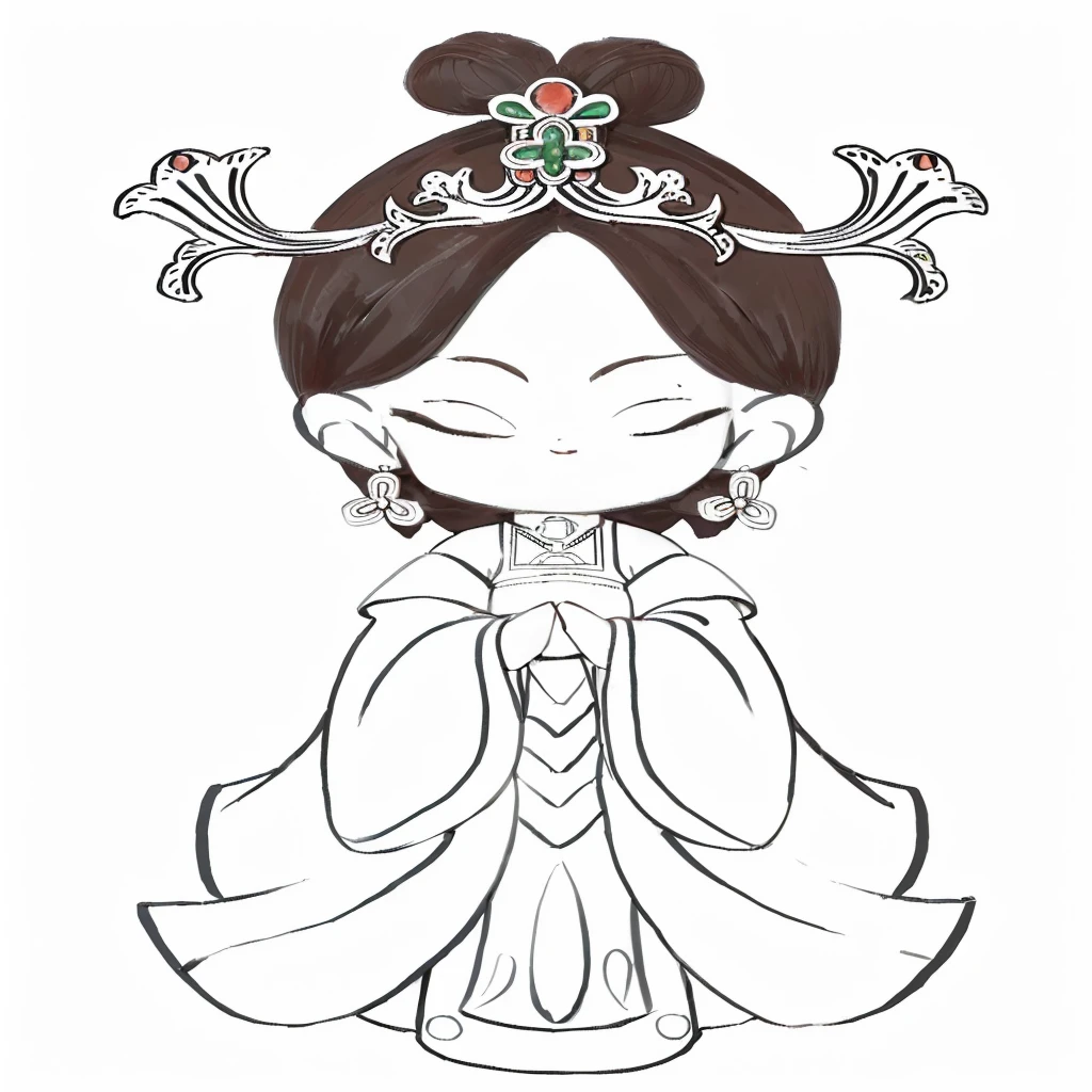 A woman in a Chinese dress、Wearing a red dress，Hair is black，Chinese hair accessories，Fairy