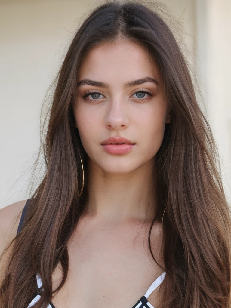 Beautiful Ukrainian girl,20 ans, dark brown eyes, visage innocent, thin and pointed nose, Longhaire, Athletic body, en sous vêtement, high resolution, head of'artwork, best quality, intricate details, very detailed, sharpness, detailed skin, realistic skin texture, texture, detailed eyes, Professionnel, 4K, shot in Canon, 85 millimeters, shallow depth of field, Kodak Vision Color, extremely detailed, A picture_\(ultras\), photorealistic, realistic, Post-traitement, maximum detail, roughness, real life, Un hyper realistic, la photographie, 8k uh, la photographie