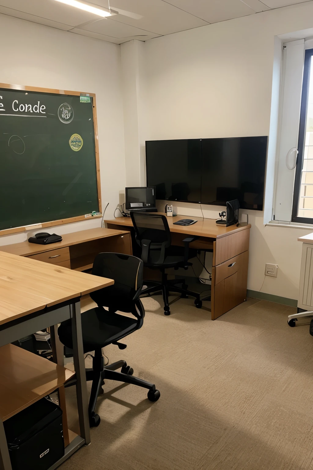 An ecological coworking room in the school
