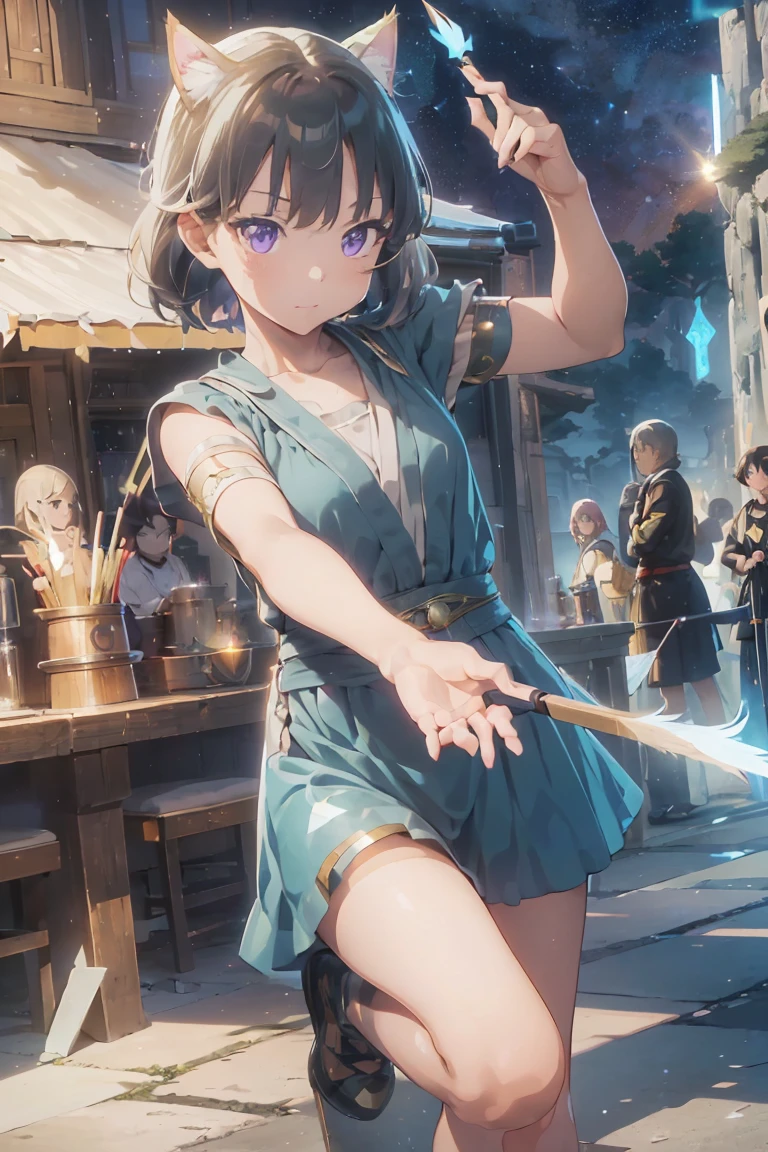 masterpiece,Highest quality,Super detailed,Highly detailed CG,High resolution,Highly detailed skin,Perfect Anatomy,Trick him?Fantastic details,Cowboy Shot,Purple eyes,lipstick,eyeliner,eye shadow,thin,Shiny skin,Medium chest,Bobcut,Silver Hair,Shiny Hair、(of Legends, Mythical Glowing Staff:1.6),(棒の先端はかわいい猫のFoot shapeをしています:1.6),(Look out for the cat-shaped stick:1.6),(Battle at the Demon Castle:1.5),The handle of the cane is smooth and fits comfortably in your hand..、There is a cat at the end of the road&#39;Foot shape.。The paw pads are covered with a soft texture..、Feels warm to the touch。At the tip of the stick、It is decorated like a cat&#39;nails.、The glow gives off a mysterious light。

The whole staff、Carved with ancient writings and magical symbols.、The design is mysterious and beautiful.。The stick is strong.、at the same time, Gives a sense of elegant energy.。Not only does it give its owner strength and protection,,、It exists as a source of wisdom and courage..。