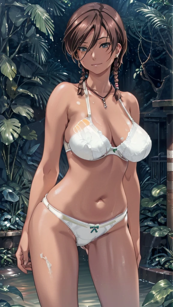 (masterpiece, best quality), best quality, (ultra-detailed), (3heads:1.5), 1girl, (Yatadera Narumi):1.3), masterpiece, best quality, ultra quality, ultra resolution, ultra detail, gray top, crop top, ((stomach)), midriff, ((groin)), gray skirt, normal ears, shackles, black hair, very long hair, wavy hair, sidelocks, dark brown eyes, parted lips, open belly, sweat, cute, toned belly, hand on own chest, eyelashes, (25 year old woman:1.3), (masterpiece:1.5), (best quality:1.5), (beautiful detailed, extremely detailed CG, extremely delicate and beautiful, depth of field, (finely detailed face), (perfect details:1.2), (mature female:1.3), wide pelvis, slender, large veiny breast, 16k resolution, highres, high quality, high definition, extremely detailed, masterpiece, best quality, black hair, long hair, alluring presence, braid, twin long braids, short skirt, close up, big tits, young,
