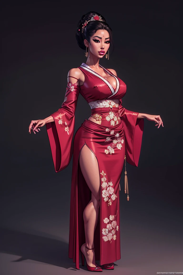 a highly detailed full body portrait of a geisha. 8k, octane render, Intricate hyperdetails, Symmetrical  