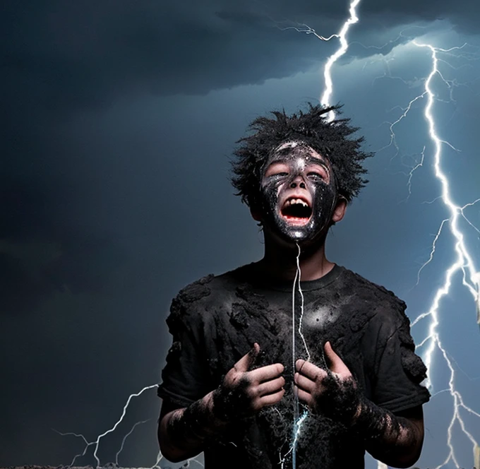 A boy covered in soot gets electrocuted by lightning in a comedy drama