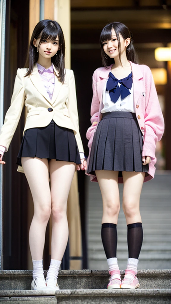 (pantiesを見せつけている女子高校生ひとり)、((Lift up your skirt))、(panties Panty shot)、(White blazer Pale purple pleated skirt)、Front low angle:1.5、(pantiesを見せつけている)、((Masterpiece、Highest quality、Highest quality)), (Super detailed), (8K ),Raw color photography, Professional photography, Great face and eyes, Skinny、Model Style、Outdoor、(pantiesに光が当たる)、Pink Hair、(Small breasts:1.3)、Earrings、、Thin thighs、Tiny and slim waist、Happy smile、Wet、pantiesを見せつけながらポーズ、20-year-old、