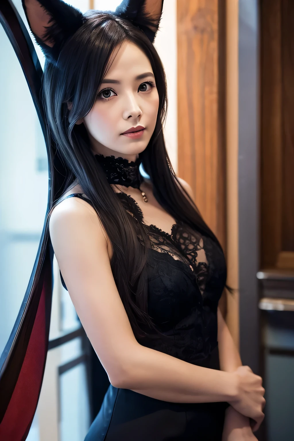 (Grimm's Fairy Tales),(snowwigchen,snow white:1.3),(who is the most beautiful in the world? A mirror reflecting snow white in questions:1.3))),(((Girl in the mirror;1.3))),(((Luxurious gold framed mirror:1.3))),Snow-white skin, Cheeks and lips blood red,Eyes as black as the wood of an ebony window frame.(((lace off shoulder gothic dress))),(Clothes that accentuate large breasts:1.7),The contrast of light and shadow makes the subject appear three-dimensional),Pretty and beautiful girl,Cute round face,Cute Smile,Blushing,Red lips,(Silvery white hair,Floral knit headband,Half Up、Floral braided space buns,Voluminous fishtail braid,Twisted pan,),(The bangs are see-through),hairpin,hair ornaments,Detailed clothing features,Detailed hair features,Detailed facial features,(Dynamic Angle),(Dynamic and sexy pose),Professional Lighting,Cinematic Light,(Tabletop,Highest quality,Ultra-high resolution output images, Depth of written boundary,) ,(8K quality,Depth of written boundary,Anatomically correct facial structure,)(Picture Mode Ultra HD,)