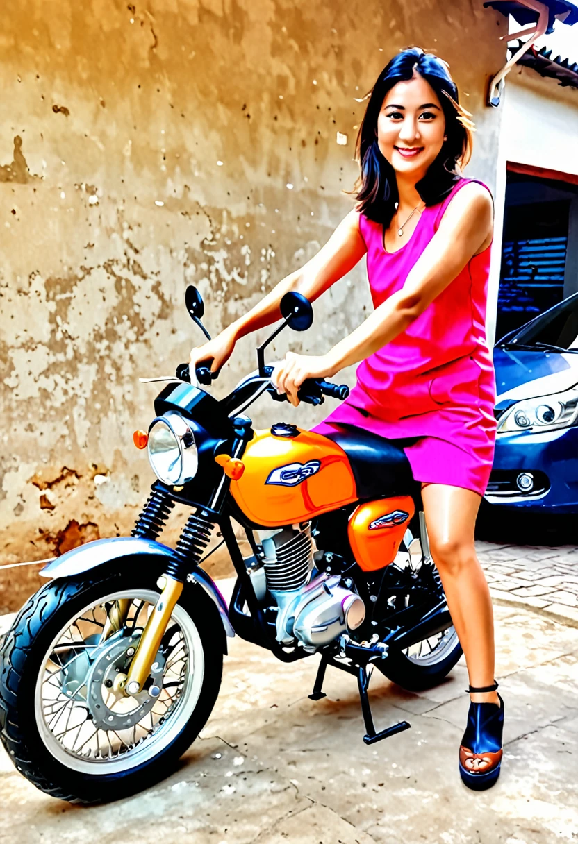 we are modifying the motorcycle in the picture, we will put protective irons for her bags, bags in the back