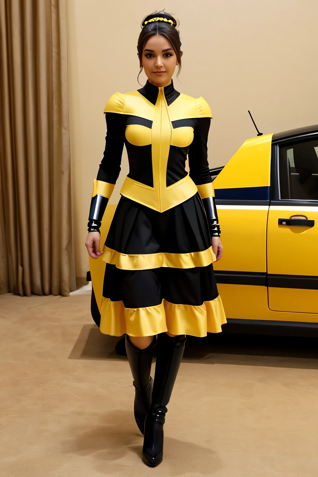 France heroine costume inspired by bumblebees full body from DC and power rangers. Elegant and classic fully covered 