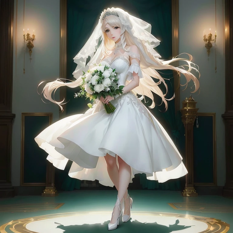 anime - style image of a bride in a white dress and veil holding a bouquet, anime key visual of elegant, cushart krenz key art feminine, official art, loli in dress, official anime artwork, official artwork, official character art, high detailed official artwork, today's featured anime still, anime key visual concept art of
