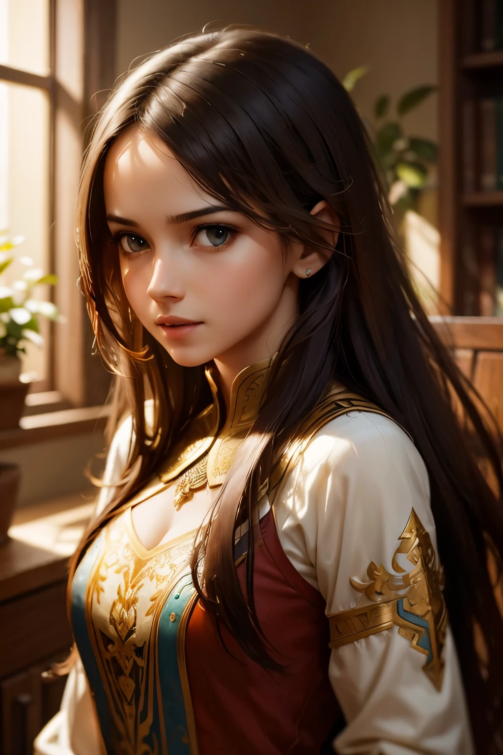 beautiful (zxzxberna), intricate colorful hair with , sunlight, beautiful lighting, vibrant lighting, intricate, highly detailed, elegant, smooth, by Ruan Jia and Artgerm and Anton Fadeev,