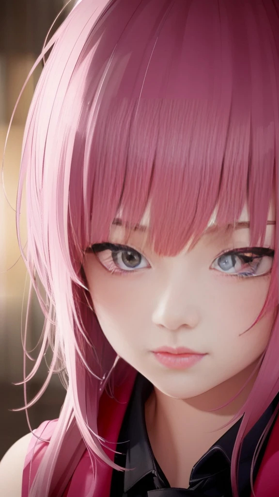 Close-up of two women with pink hair and red jackets, anime realism style, unreal 5. RPG portrait, cgsociety portrait, realistic art style, Smooth anime CG art, Photorealistic anime girl rendering, Realistic anime 3d style, loss draw 1. 0, realistic 3d animation, art germ ; 3d unreal engine, realistic anime art style，The background is space，