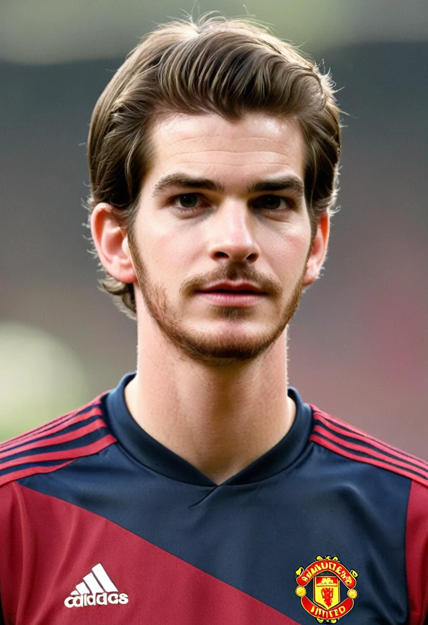 Crie Andrew Garfield, English football player, who plays on the left wing, and who wears shirt number 7,  At the age of 20, the player transferred from Arsenal to Manchester United, also from England in 2003