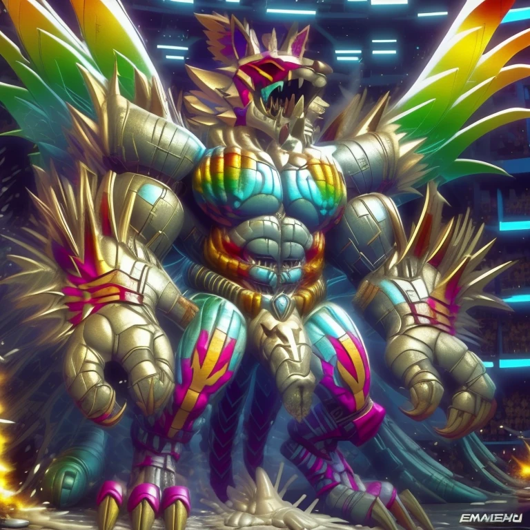 (masterpiece. official art. 8k. best quality. detailed full body. full body.)

(situation 1 : ting The Phoenix Wolf. The Phoenix Wolf is over 1000 meters long. focus GIANT mechanical Muscular The Phoenix Wolf is trampling the car. Looking down.)

(situation 2 :smoke and flames rising from the destruction in the city)

(Additional details 1: Wearing GOLDEN Armor. Cape. Helmet. real texture material. whole body shines like metal. emphasizes the muscles. suit fully made of metal. Robotic suit. edgMecha, wearing edgMecha, mecha suit, robot suit)

(Additional details 1.5: The arms are golden. The lower half of the body is golden. The wolf-shaped helmet has sharp fangs. The whole body is golden. The wolf-shaped helmet. There is a wolf-shaped decoration on the back of the hand.)

(Additional details 2: Detailed head. Detailed Body. Detailed abs. gigantic muscles. HYPER MUSCLES. Gigachad Muscular. big muscle. pecs. triceps. traps. unusually developed muscular body. body full of huge muscles. showing off muscles. pectorales enormes. Exaggeratedly huge muscles. huge muscles. long legs.).

(Additional details 3: nj5furry, Spread wings. It has wings. The claws are sharp. Sharp teeth.). He is laughing defiantly. The claws are sharp. Sharp teeth.). He is laughing defiantly. 

(Additional details 4: golden dick, golden cock, en hyper penis. hypack penis. big penidditional ds 6 : Spraying hyper cum up everywhere into thky from his erect penis. wide spray of coveredum, cum splashing in nt of camera, cr of nd muscular male spectators, bukkake, City ier a thick later of cum.)
