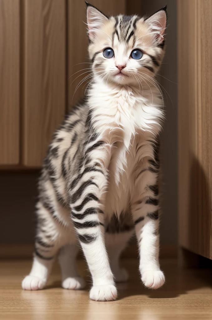 Light-colored kitten with black stripes