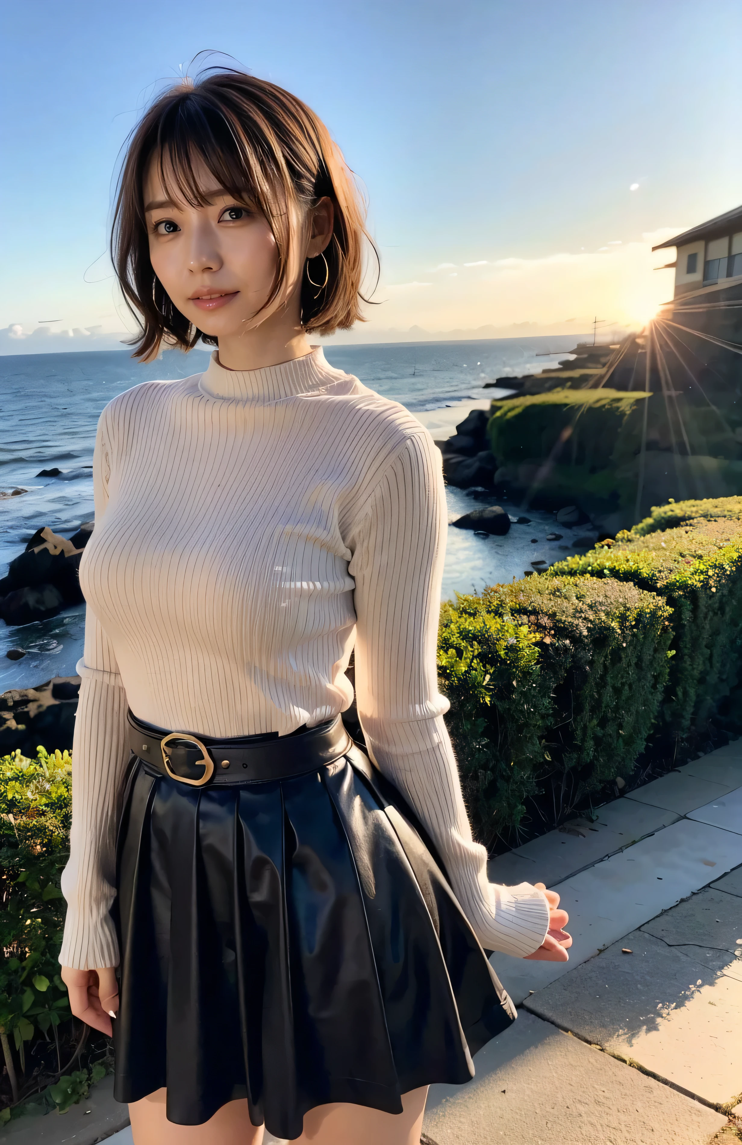 The sky turns red、large chest with rounded shape,、Troubled face、Wet white t-shirt and jeans、、Light brown hair、Elegant hairstyle、Blue Eyed Woman、A woman with a cute upward gaze、When the sky gets dark、The sky turns red as the sun sets、Tight clothing that shows your body lines、、Elegant summer knitwear、Elegant summer sweater、Leather Belt、Short skirt、Dress elegantly着こなす、Luxury Bagedium Shorthair:1.4))、The sun shines on her、Light brown hair、Light brown hair、The sky was dyed red、There are clouds、private's cute、Her ample breasts are obvious even through her clothes..、The shining sun is so beautiful、Dusk is approaching、Lens flare、You can see the sunset、((Sunlight reflecting off the ocean、Ocean View、The sun shines on the ocean、'beautiful.、Small earrings、private'evening、Birds are also flying、、Brown Hair Color、Tying up hair、The woman is on the right:1.4))、Luxury Leather Belts、Shiny clothes、Light beige hair color、Background Blur、Braid only the front hair、Light brown hair、{{Cowgirl Shot}}、((Close-up shot from the waist up、Ample breasts:1.4))、Smile、Silk clothing、Ample breasts that can be seen even through clothes、Braid only the front hair、Cowboy Shot、Gorgeous white collared silk shirt and brown skirt、Dress elegantly、Luxury Bags、A lovely smile、((Ample breasts))、Full body photo、ring、Short skirt、Tuck your hair behind one ear、Silver Necklace、smile、 Elegant ponytail、Caustics、Highly detailed photos、Very beautiful and ideal short hair、Super no makeup、(8K、RAW Photos、Highest quality、masterpiece:1.2)、(Realistic、Realistic)、1 Girl、((Medium Short Hair、Looking into the camera:1.4))、Hair blowing in the wind