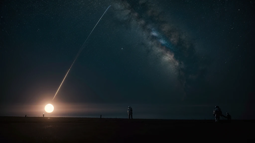Astronauts Floating in Space, with the full moon shining brightly, guiding them on their journey. The image needs to be very realistic and in high resolution.