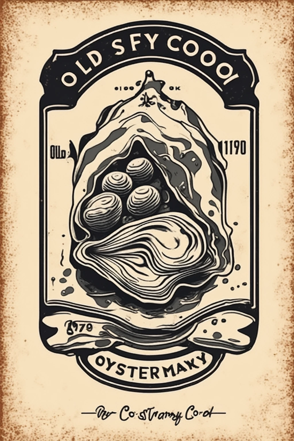ink pad LOGO design oyster company old school retro 1970