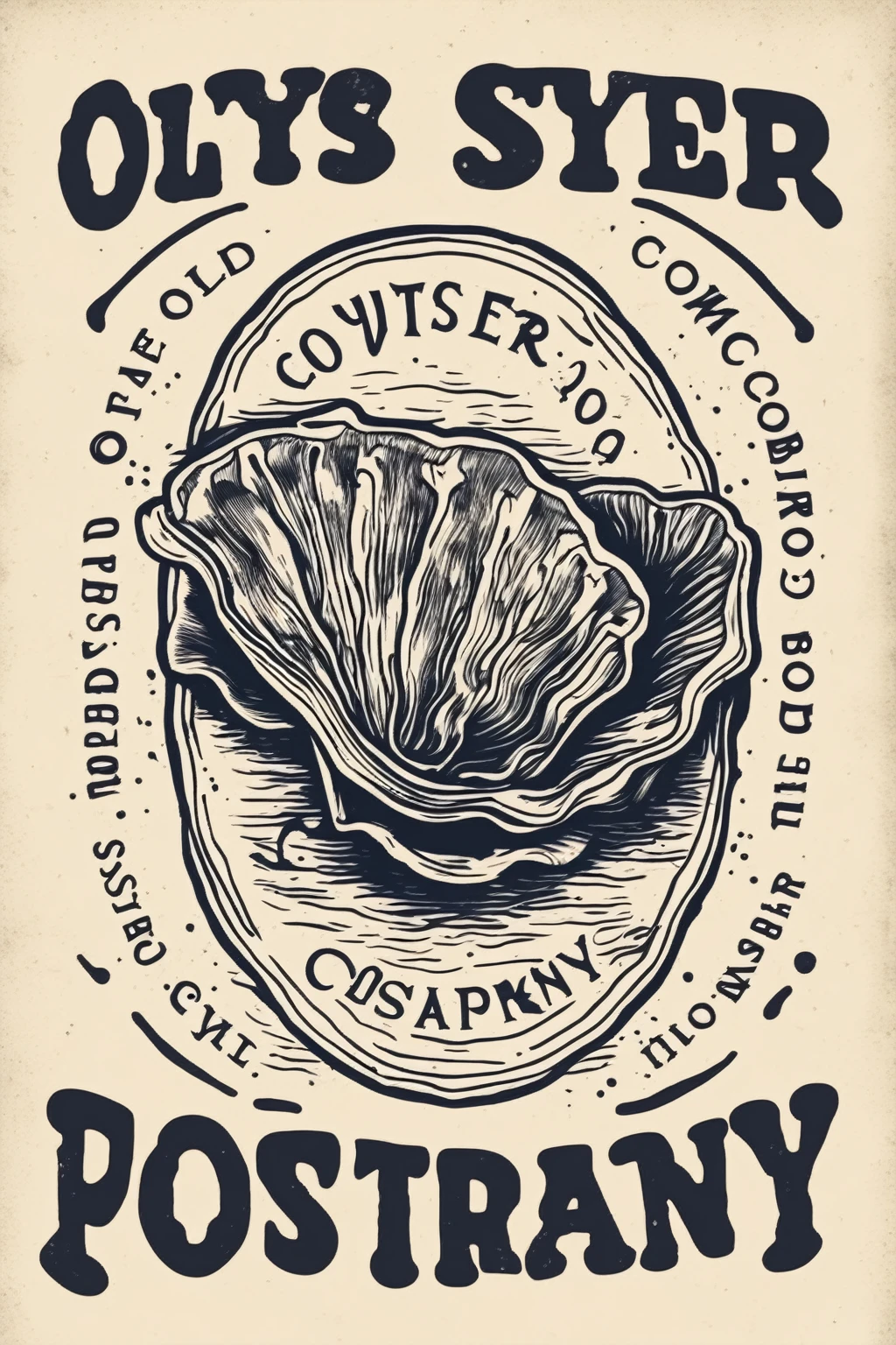 ink pad LOGO design oyster company old school retro 1970