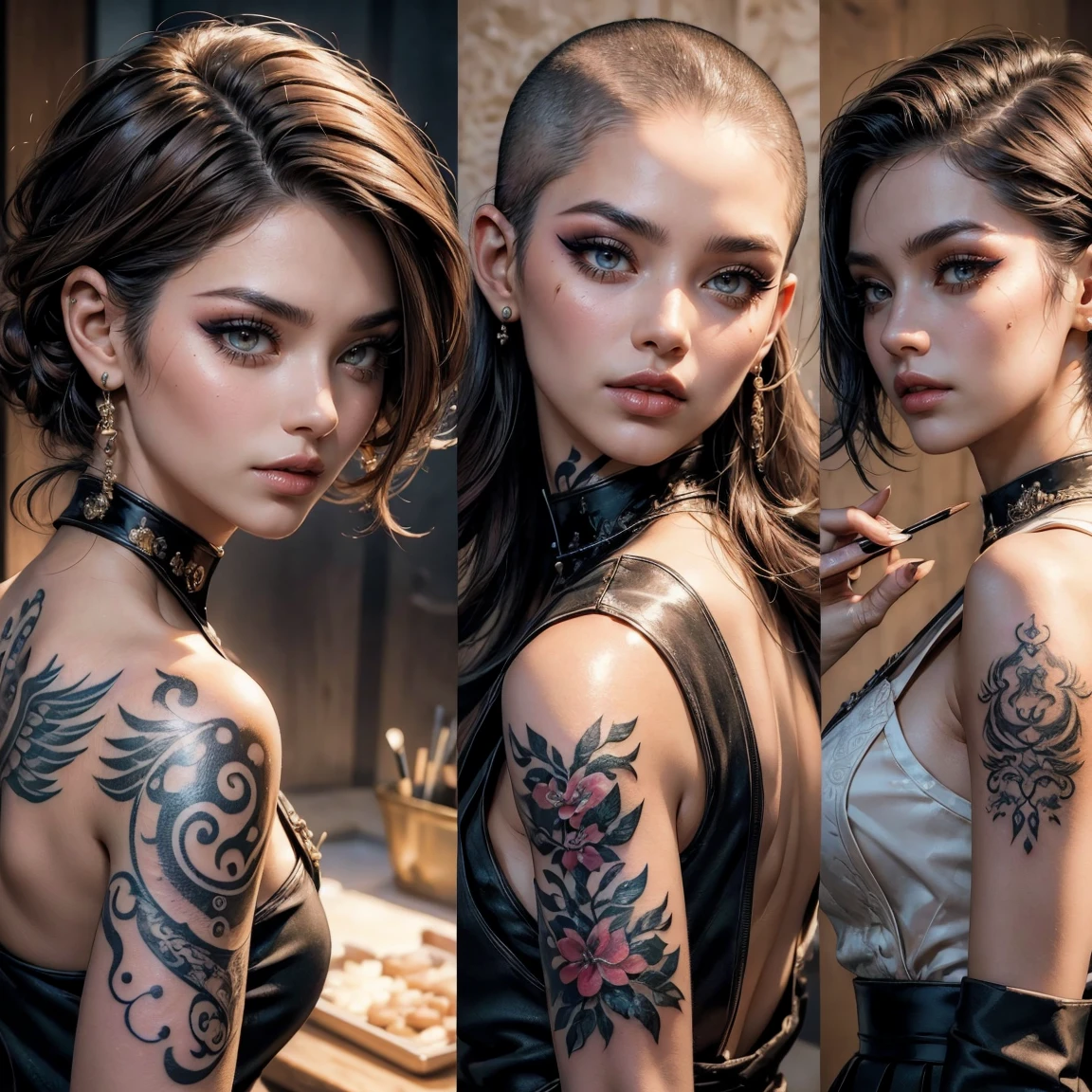 (best quality, highres, masterpiece:1.2), ultra-detailed, realistic:1.37, Cinematographer, trendy Artstation, sharp focus, studio photography, intricate details, highly detailed, by Greg Rutkowski, gafe, They are smiling, sexy pose, detailed eyes