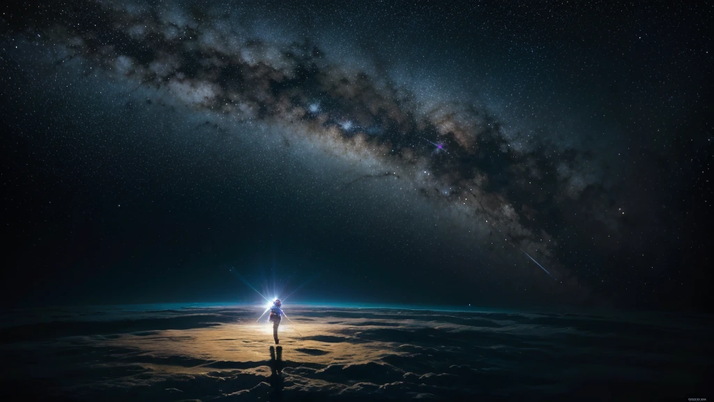 An image of an astronaut floating alone in space, surrounded by stars and a vast nebula, capturing the mystery and beauty of the universe. The image must be very realistic and in high resolution.