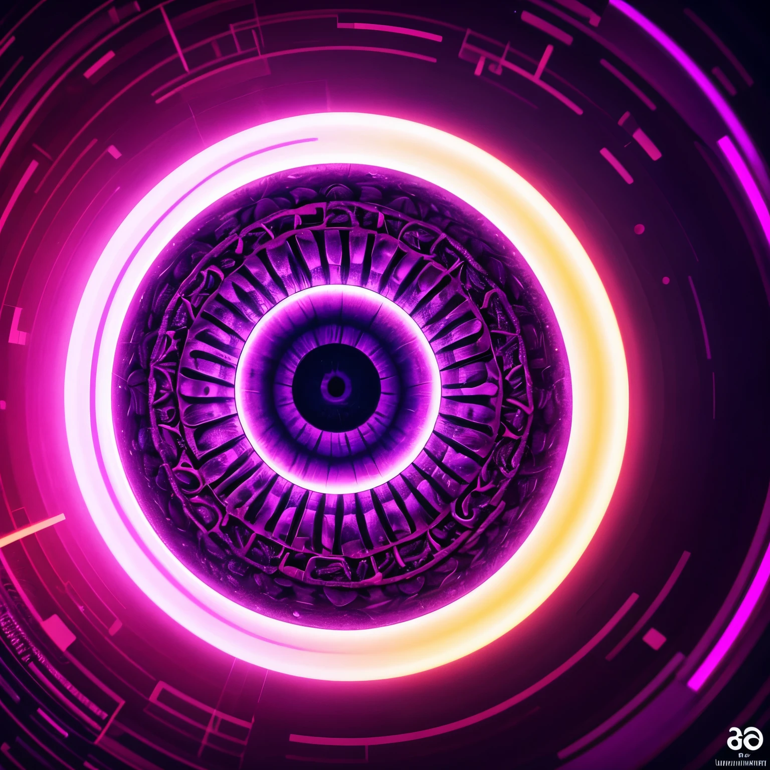 a detailed eye in the center of a circle,WALALEIN RECORDS font and text in the image,vibrant purple mushrooms surrounding the circle,tech house album cover,highly detailed,intricate composition,digital art,hyper realistic,photorealistic,cinematic lighting,4k,8k,masterpiece