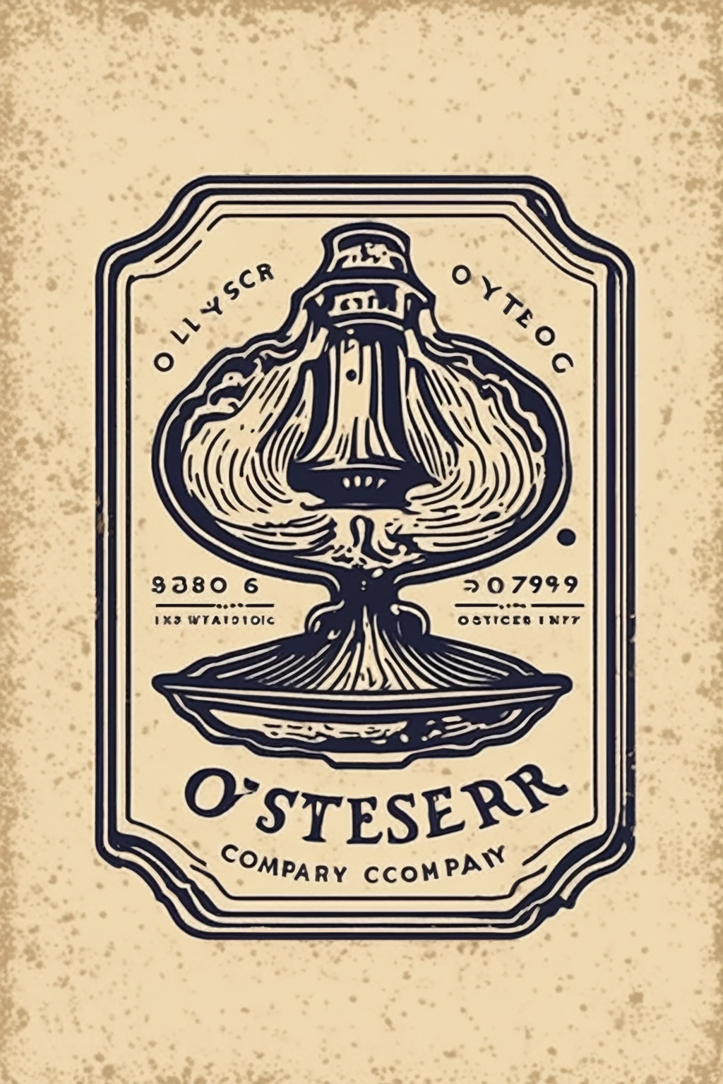 stamp , classic style ink pad LOGO design oyster company old school retro 1970