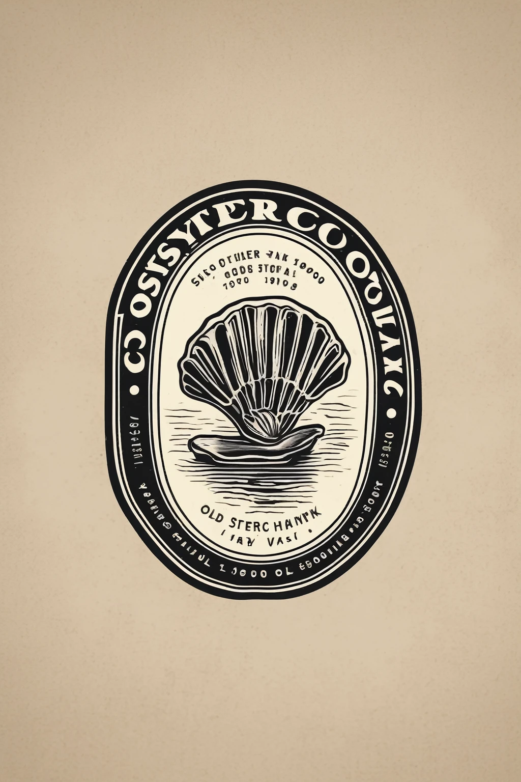 stamp , classic style ink pad LOGO design oyster company old school retro 1970