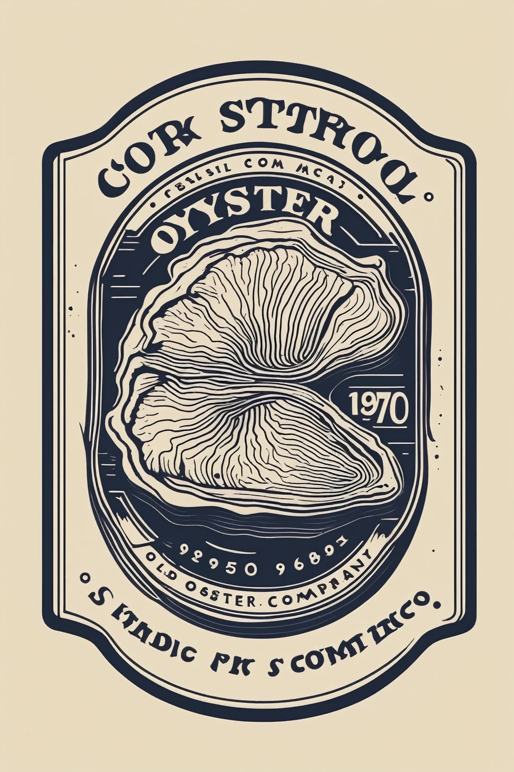 stamp , classic style ink pad LOGO design oyster company old school retro 1970