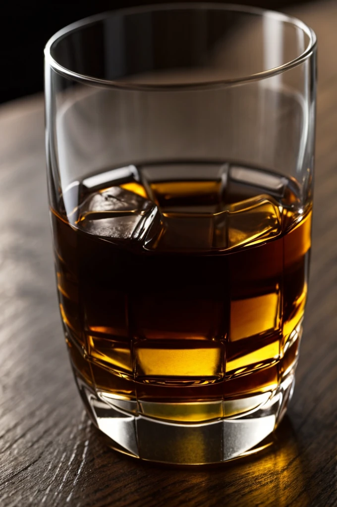 Glass of whiskey with a mans hand near it