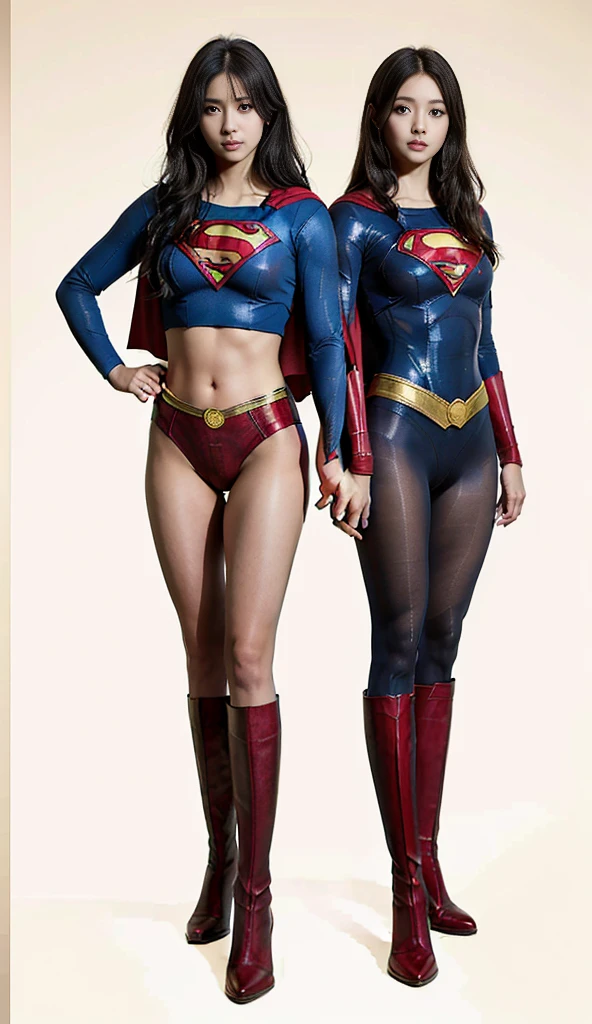 No background、(((Beautiful legs in black tights.)))、(((Legally express the beauty of your smile)))、((((Make the most of your original images)))、(((Body-hugging Supergirl costume)))、(((Supergirl Costume)))、(((Beautiful Hair)))、(((suffering)))、(((Please wear black tights....、Wear red boots)))、((Best image quality、8K))、((Highest quality、8K、masterpiece:1.3))、(((Preserve background )))、Sharp focus:1.2、Beautiful woman with perfect figure:1.4、Slim Abs:1.2、Wet body:1.5、Highly detailed face and skin texture、8K