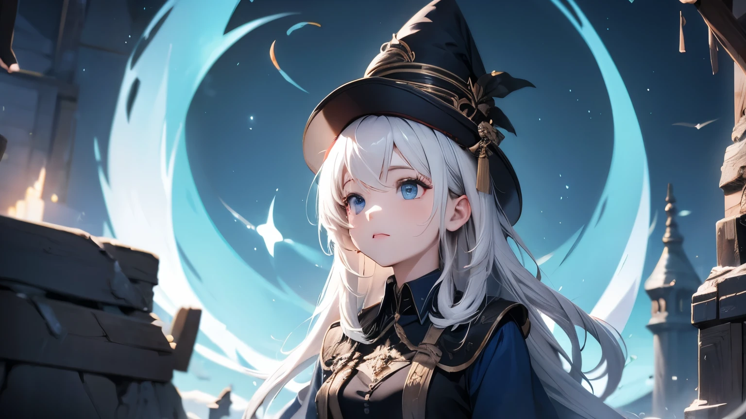 Very high quality Blind witch looking up at the night sky