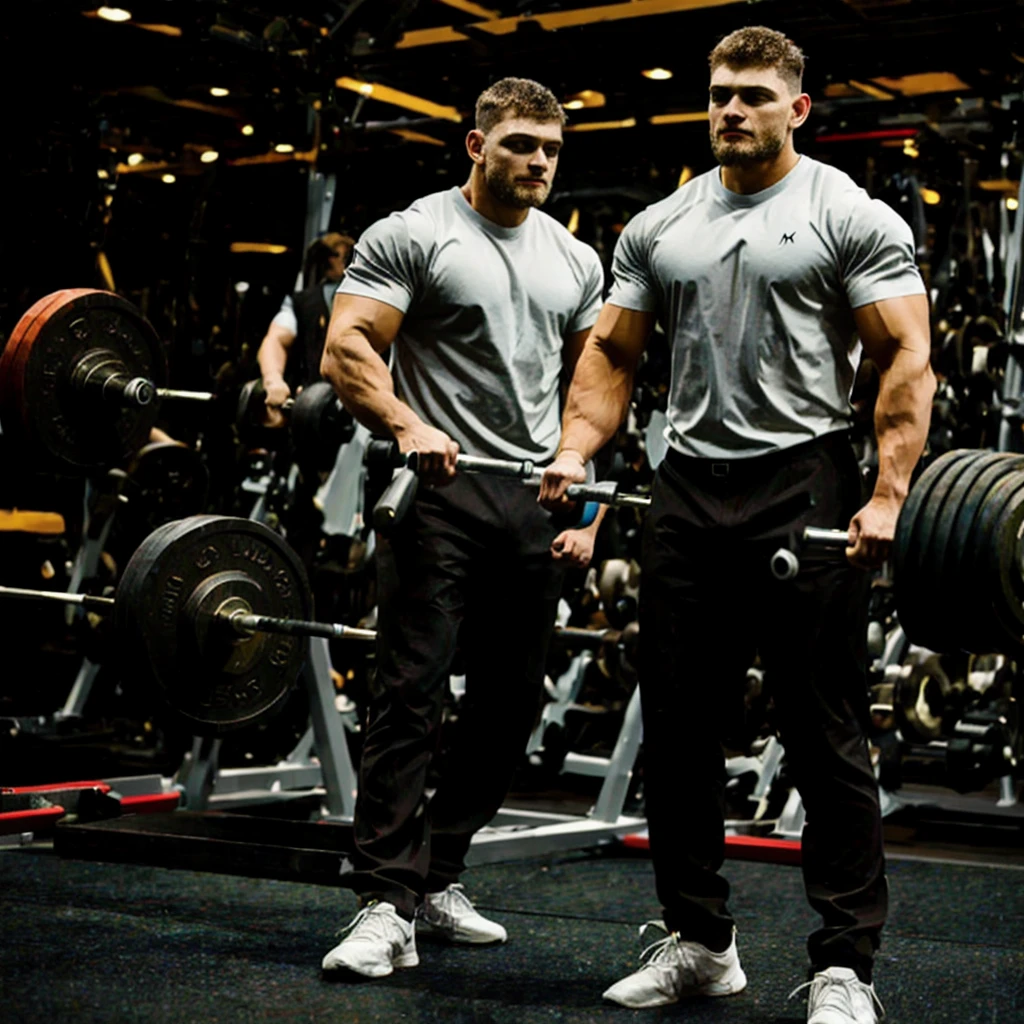 (masterpiece, best quality), 1man, solo, lifting weights, connormoore93