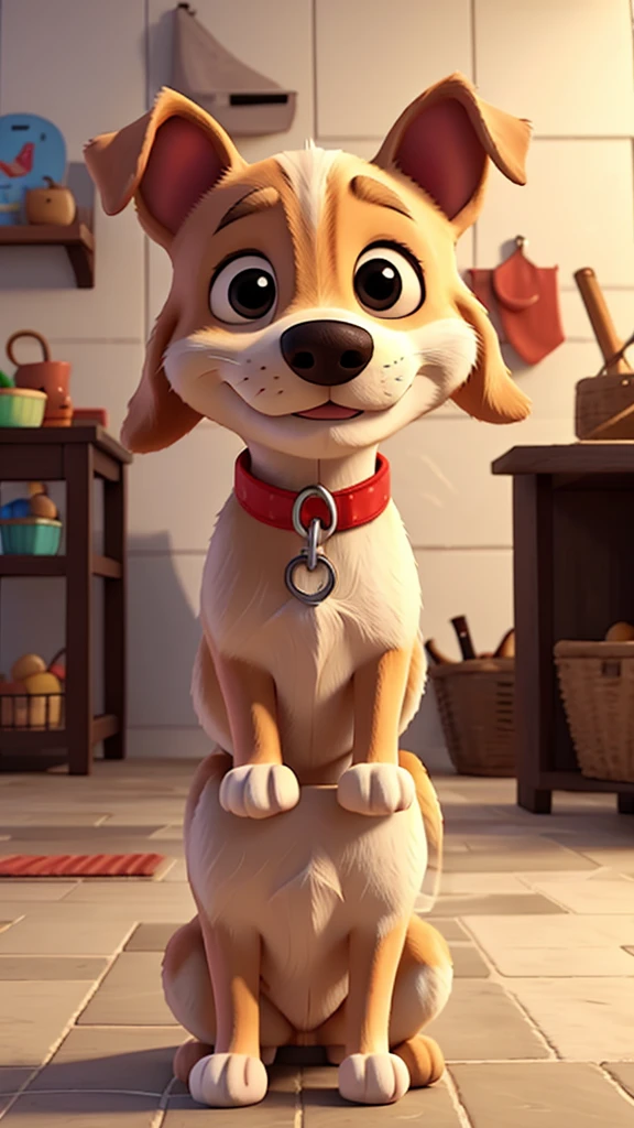 Cartoon dog making dough