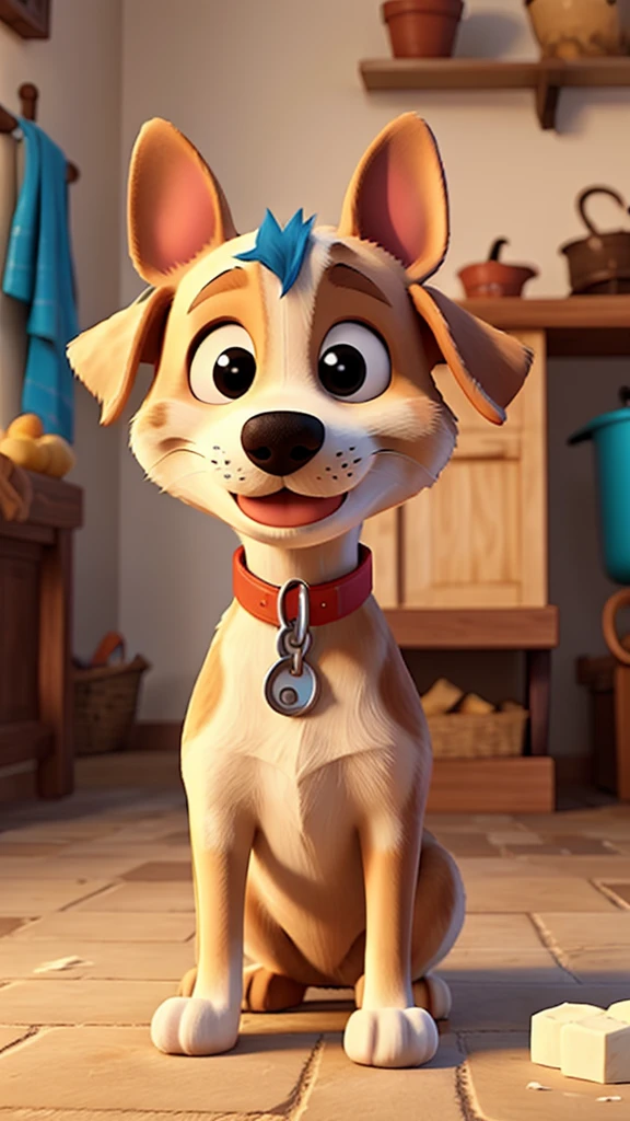 Cartoon dog making dough